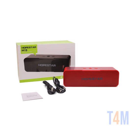 COLUNA BLUETOOTH HOPESTAR H13 3 HIGH BASS USB/TF/AUX/FM/BANCO DE POTÊNCIA VERMELHO